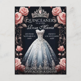 Rett/Reserva Spanisch Quinceañera Rosas Ankündigungspostkarte