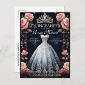 Rett/Reserva Spanisch Quinceañera Rosas Ankündigungspostkarte (Vorne/Hinten)