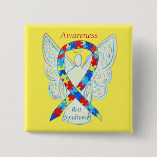 Rett-Syndrom Angel Puzzle Awareness Ribbon Buttone Button