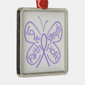 Rett-Syndrom Butterfly Inspirierend Worte Silbernes Ornament (Rechts)