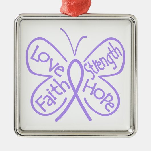 Rett-Syndrom Butterfly Inspirierend Worte Silbernes Ornament (Vorne)