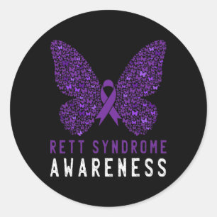 Rett Syndrome Awareness Butterfly Lila Ribbon Su Runder Aufkleber