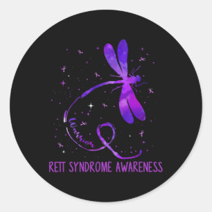 Rett Syndrome Awareness Costume Dragonfly Ribbon Runder Aufkleber