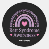 Rett Syndrome Awareness Lila Rainbow Hope Squad Runder Aufkleber (Vorderseite)