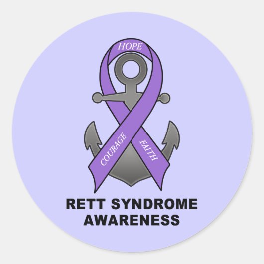Rett Syndrome Awareness with Anchor of Hope Runder Aufkleber (Vorderseite)