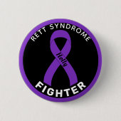 Rett Syndrome Fighter Ribbon Black Button (Vorderseite)