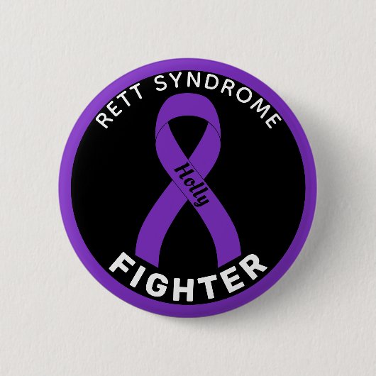Rett Syndrome Fighter Ribbon Black Button (Vorderseite)