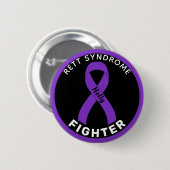 Rett Syndrome Fighter Ribbon Black Button (Vorne & Hinten)