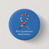 Rett Syndrome Puzzle Awareness Ribbon Custom Butto Button (Vorderseite)