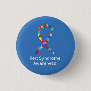 Rett Syndrome Puzzle Awareness Ribbon Custom Butto Button