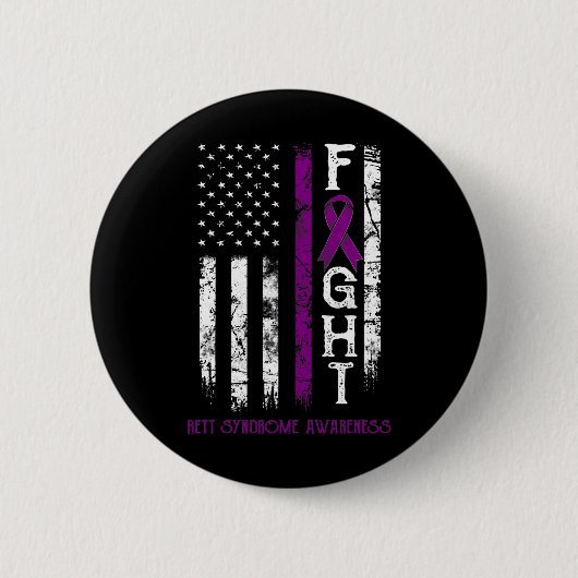 Rett Syndrome Warrior Us Flag Down Syndrom Awaren Button (Vorderseite)
