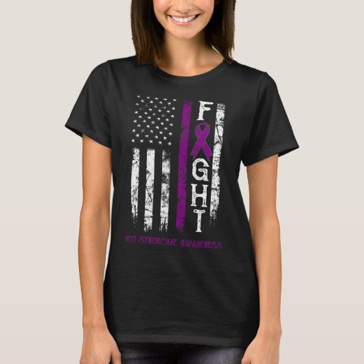 Rett Syndrome Warrior Us Flag Down Syndrom Awaren T-Shirt (Vorderseite)