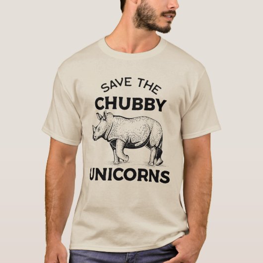 Rett The Chubby Unicorn - Funny Rhino Conservation T-Shirt (Vorderseite)