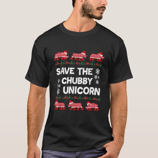 Rett The Chubby Unicorn Ugly Christmas Outfit Xmas T-Shirt (Vorderseite)