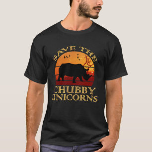 Rett The Chubby Unicorns Rhino Animal Sunset Funny T-Shirt