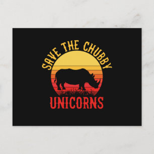 Rett The Chubby Unicorns Vintag Funny Rhino Ankündigungspostkarte