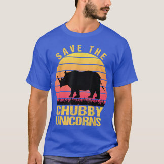 Rett The Chubby Unicorns Vintag Retro Funny Rhino T-Shirt
