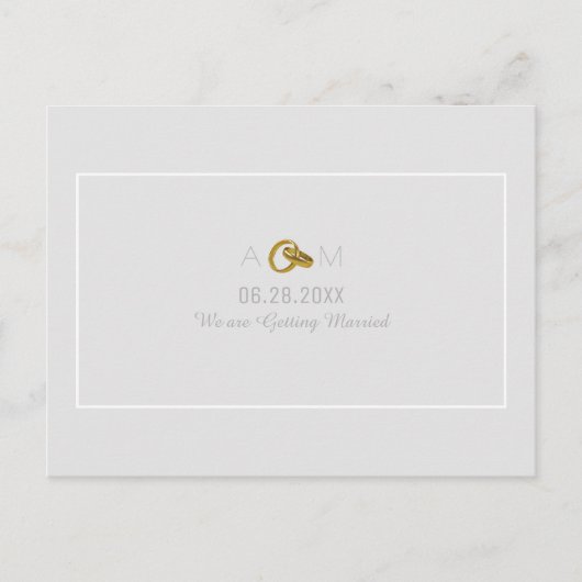 rett-the-date . Eheringe heiraten Ankündigungspostkarte (Vorderseite)