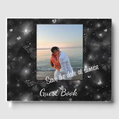 Rett the Dateat Sunrise - Eleganter Glitzer Butter Gästebuch (Vorderseite)