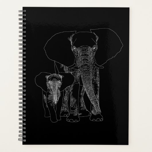 Rett The Elephants Art Animal Lover BW Planer (Vorderseite)
