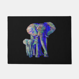 Rett The Elephants Art Animal Lover Mama and Baby Fußmatte