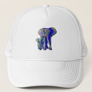 Rett The Elephants Art Animal Lover Mama and Baby Truckerkappe