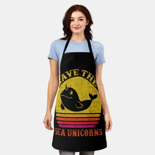 Rett the Sea Unicorns Retro Narwhal Schürze (Getragen)