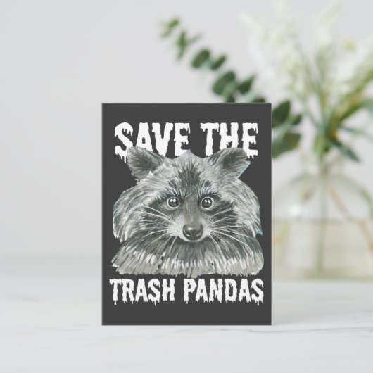 Rett The Trash Pandas - Funny Raccoon Awareness Postkarte (Stehend Vorderseite)