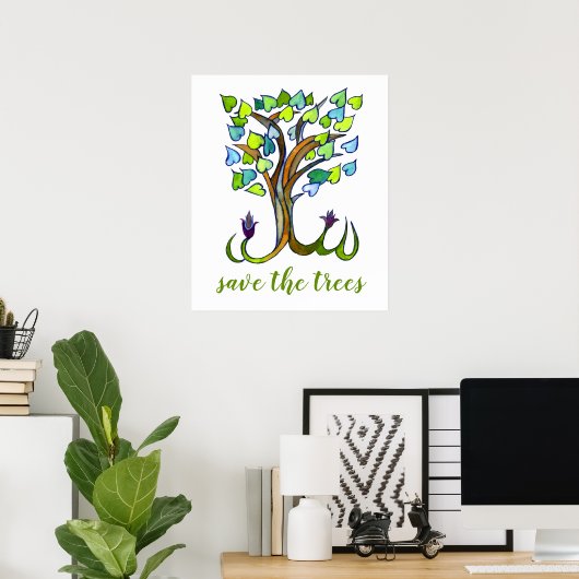 RETT THE TREES forest tree Liebe Herzart Poster (Heimbüro)
