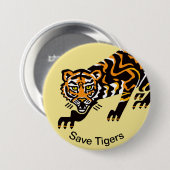 Rett TIGERS - gefährdete Tiergrafik - Gelb Button (Vorne & Hinten)