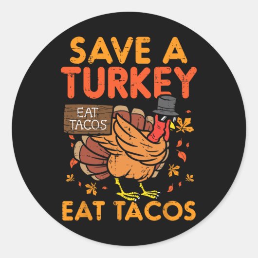 Rett Türkei Essen Tacos Mexikanischer Spaß Ernteda Runder Aufkleber (Vorderseite)