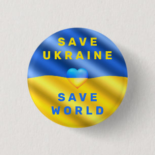 Rett Ukraine - Rett Welt - Frieden - Freiheit  Button