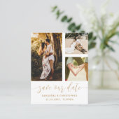 Rett unser Date Budget Foto Gold Script Einladung (Stehend Vorderseite)