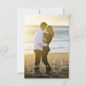 Rett unser Date Raffined Lines Smooth Pen Script Einladung (Vorderseite)