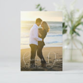 Rett unser Date Raffined Lines Smooth Pen Script Einladung (Stehend Vorderseite)