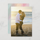 Rett unser Date Raffined Lines Smooth Pen Script Einladung (Vorne/Hinten)