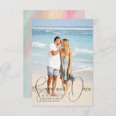 Rett unser Date Raffined Lines Smooth Pen Script Einladung (Vorne/Hinten)