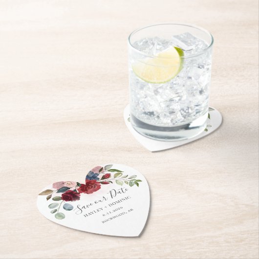 Rett unser Date Script Burgundy Floral Custom Untersetzer (Vor Ort)