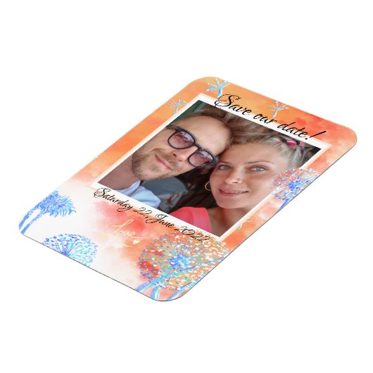 Rett unser Datum Dandelion und Aquarellwolken Magnet (Linke Seite)