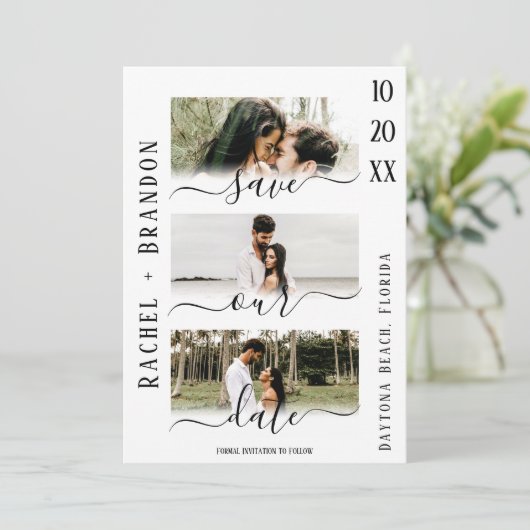 Rett unser Datum Modernes Foto Hochzeit speichern (Stehend Vorderseite)