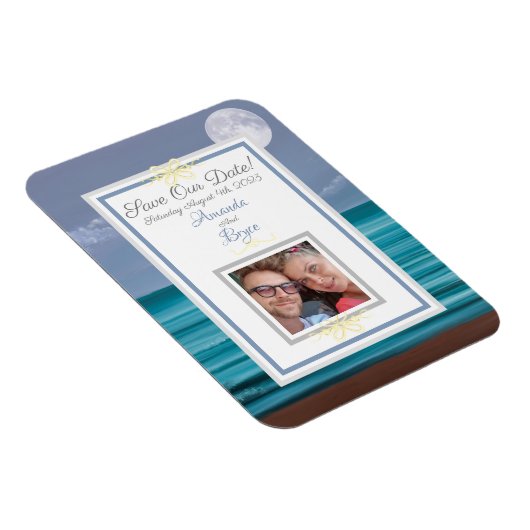 Rett unser Datum Mondlicht aquamarine Hochzeit am  Magnet (Rechte Seite)