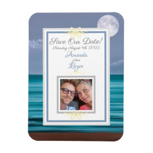 Rett unser Datum Mondlicht aquamarine Hochzeit am Magnet