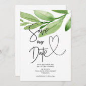 Rett unser Datum Tropical Green Eukalyptus Wedding Einladung (Vorne/Hinten)