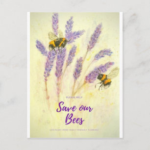 RETT UNSERE BIENEN Eine schöne Aquarellkarte Postkarte