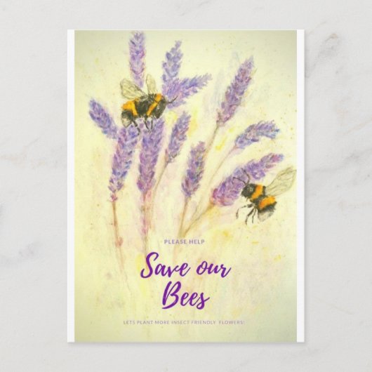 RETT UNSERE BIENEN Eine schöne Aquarellkarte Postkarte (Vorderseite)