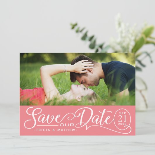 Rett UNSERE Datumshochzeit | Elegantes Skript Einladung (Stehend Vorderseite)