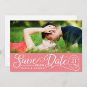 Rett UNSERE Datumshochzeit | Elegantes Skript Einladung (Vorne/Hinten)