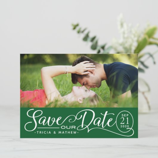 Rett UNSERE Datumshochzeit | Elegantes Skript Einladung (Stehend Vorderseite)