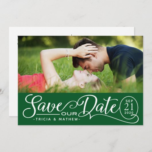 Rett UNSERE Datumshochzeit | Elegantes Skript Einladung (Vorne/Hinten)