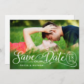 Rett UNSERE Datumshochzeit | Elegantes Skript Einladung (Vorne/Hinten)